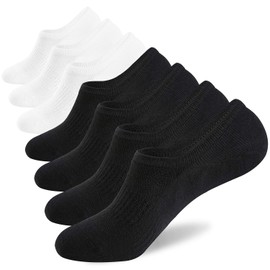No Show Socks Mens 7 Pairs Cotton Thin Non Slip Low Cut Mens Invisible Casual Socks (4black+3white,Size 12-14)
