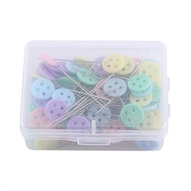 Yosoo Cabeza De Alfiler De Flores, 100pcs Alfileres Rectos De Patchwork Alfileres De Agujas De Coser con Caja Accesorios De Acolchado De Costura Herramientas De Bricolaje,Hogar y Cocina