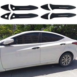 AOKIO Compatible with 2012 2013 2014 2015 2016 Hyundai Elantra Accessories Door Handle Cover Trim (Glossy Black with Smart Keyhole)