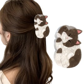 Cute Cat Paw Hair Clips – Cute Hair Accessories for Women and Girls, Great as Gifts for Friends and Family Funny Hair Clips (Coffee cat (8.5 * 5cm))