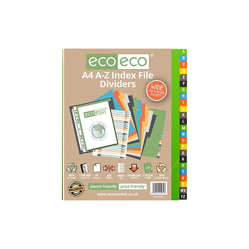 eco-eco A4 50% Recycled Set 24 A-Z Wide Index File