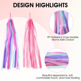 oruola 4pcs Bike Tassels for Girls,Scooter Tassels Girls,Mini Bike Streamers Girl,Bicycle Ribbons, Rainbow Bike Accessories Colorful, For Girls and Boys,Easy Attach to Bike's Handlebars
