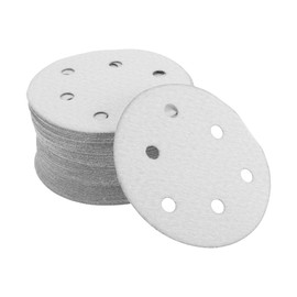 INFINAUTO Schleifscheiben, 4,92" 6-Loch 1000er Körnung Kfz-Reparatur Rundes Klett-Schleifpapier Aluminiumoxid Weiß, 50 Stück