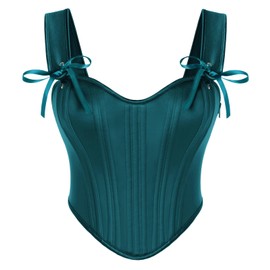 SCARLET DARKNESS Ladies Vintage Medieval Corset Tops for Women Christmas Teal Green Lacing Renaissance Overbust Vest Plus Size Bustier UK 18