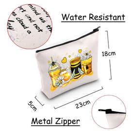 JXGZSO Bumblebee Makeup Bag Honeybee Milk Tea Cosmetic Bag Beekeeper Gift Bee Lover Gift Floral Bee Travel Bag Zoologist Gift