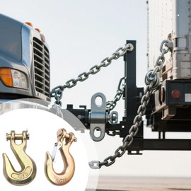 4 PCS Trailer Safety Chain Hooks, 3/8 in and 1/2 in G70 Forged Steel Heavy Duty Hooks, Self-Locking Clevis Hook for Truck, Trailer, Crane, Lifting
