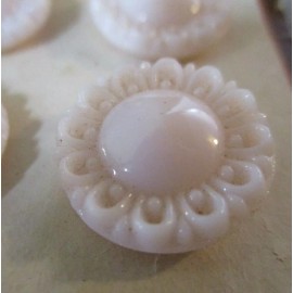 Set of 6~ Vintage 1/2” Light  Pink Lace Edge Glass Buttons ~NOS