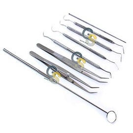 G.S 8 Pieces PET Dental Cleaning Tools Scaler Mirror TWEEZER Ear Forceps
