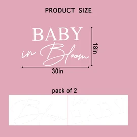 VANGNING Baby in Bloom Baby Shower Decal Sign - Gender Reveal Girl Or Boy Baby Shower Decoration, Baby in Bloom Sign for Arch Backdrop (White Baby Decal)