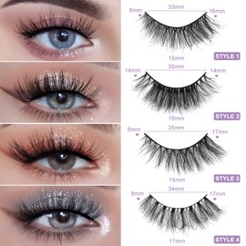 MAANGE Pestañas Postizas Mixtas 20 Pares Naturales 3D Faux Mink Fluffy Suaves y Ligero Pestañas Falsas Hechas a Mano y Reusables y Impermeables(Púrpura)