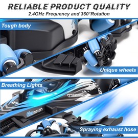 SUPAICAR Remote Control F1 Car RC Cars Toys,Cool Rechargeable Stunt RC Car with 4WD Wheel with Bright Light,Fun Outdoor Toys Gifts for Kids Birthday or Chritmas 6-8 8-12 Years Old Blue