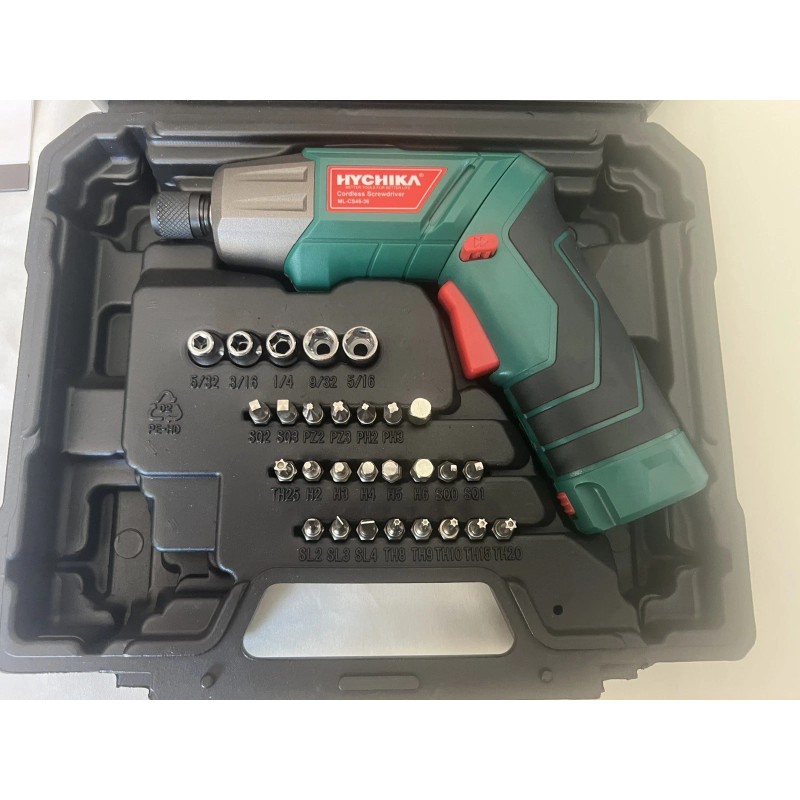 Hychika Cordless Screwdriver HYCHIKA 4V 2.0Ah Rechargeable Screw Gun w/