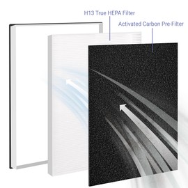 Popurure MD1-0022 Replacement Filter Compatible with Vornado Air Purifier, Model AC300 AC350 AC500 AC550 PCO200 PCO300 PCO375DC PCO500 PCO575DC, with 2 HEPA Filter MD1-002 + 4 Carbon Filter MD1-0023