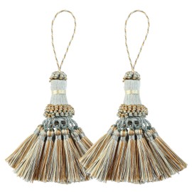 BEL AVENIR Elegant Polyester Tassel Handmade Colorful Craft Tassels Charms for Key Chain Straps DIY Accessories (Blue, 2 Pack)