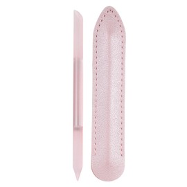 sourcing map Glass Cuticle Pusher Tool Dual Ended Crystal Glass Cuticle Remover Manicure Stick with PU Leather for Nail Care Shaper Cuticle Filing, Pink