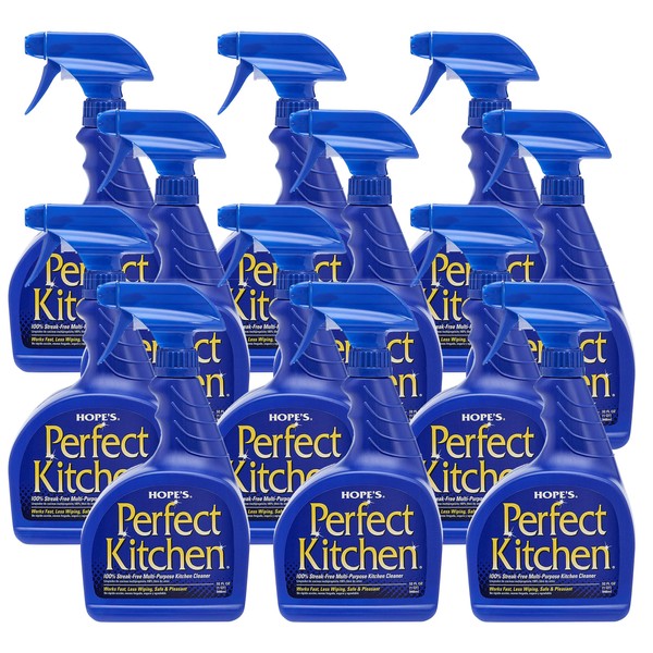 HOPE'S Perfect Kitchen Cleaner, All Purpose Cleaning Spray, No Residue Degreaser for Stovetops, Countertops, Sinks, Safe for Home Use, Pack of 12, 12 Pack
