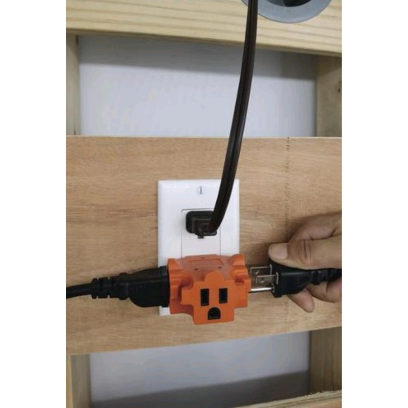 Smart Electrician 3-Way Splitter Adapter Oeange Three Prong Ground Tri-Tap