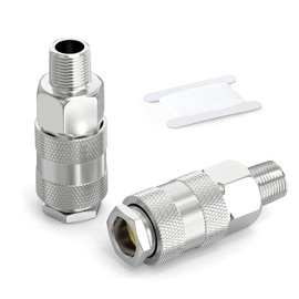 GASHER 2PCS 1/4 Inch Air Line Connectors, 1/4" BSP Male Thread Euro Airline Hose Compressor Fittings, Quick Connect Air Coupler Air Hose Fittings,Air Coupler