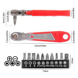 Mini Ratchet Wrench with Screwdriver Bits, Right Angle Magnetic Screwdriver PH2 1/4 Inch Ratchet Wrench Drive High Torque Offset Reversible, Pocket Ratchet Screwdriver Tools Set Gifts for Men