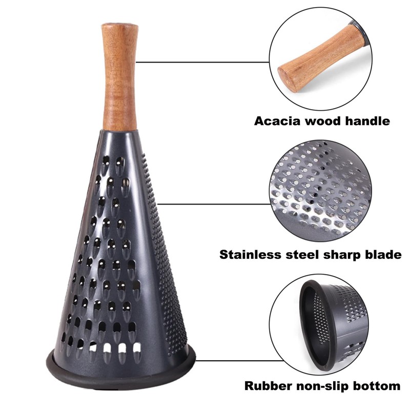 Cone Cheese Grater with Handle Stainless Steel Grater Triple Function