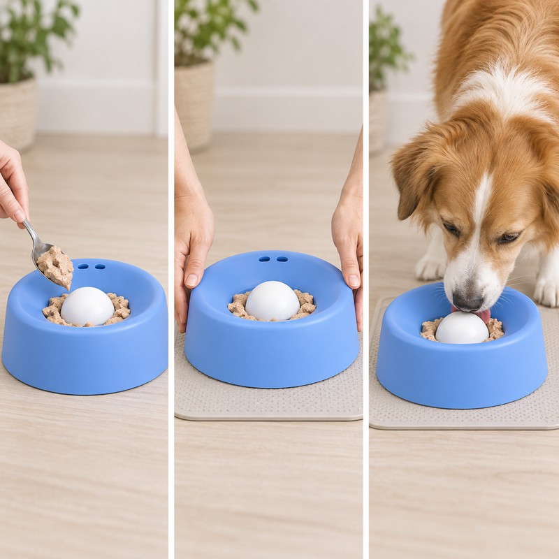 Slow Feeder Dog Bowl for Treats – 3/4 Cup Round