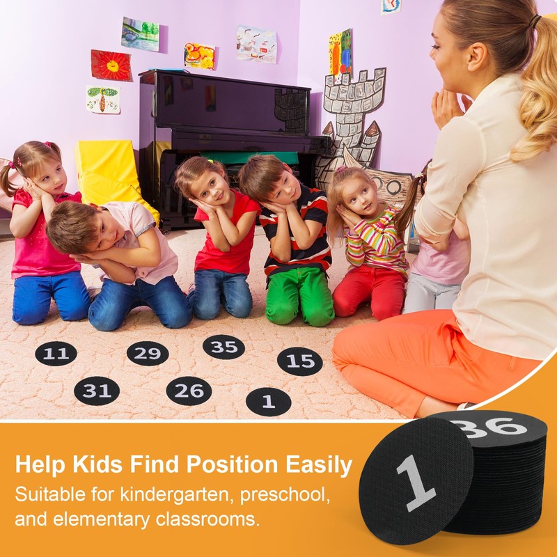 Black Carpet Spots Markers for Classroom - ForTomorrow 36 Pcs