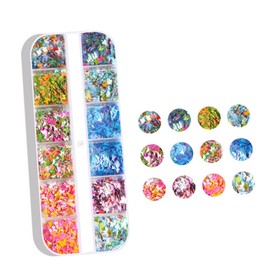 Vaguelly 6pcs Colorful Holographic Nail Sequins DIY Nail Art Accessories Stunning Glitter for Natural Artificial Present for Art Enthusiasts