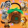 Play22 6-Piece Plush Talking Jungle Animals Set with Carrier for