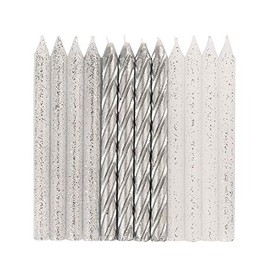 Dazzling Glitter & Silver Spiral Birthday Candles - 24ct Assorted Pack - Premium Quality, Long-Lasting & Elegant Design - Ideal for All Occasions