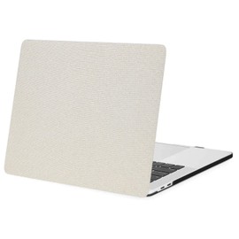 FFBOFFC Hard Shell Compatible with MacBook Pro 16 Inch Case 2020 2019 Release Model A2141, Leather Laptop Cover Protective Shell Case for Pro 16" with Touch Bar Touch ID, Offwhite