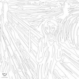 The Scream Coloring Tablecloth for Kids - Washable & Reusable Coloring Fabric - Ideal for Birthday Party - Coloring Activity for Children & Adults - Size 45”x45” - Edvard Munch Giant Coloring Pages