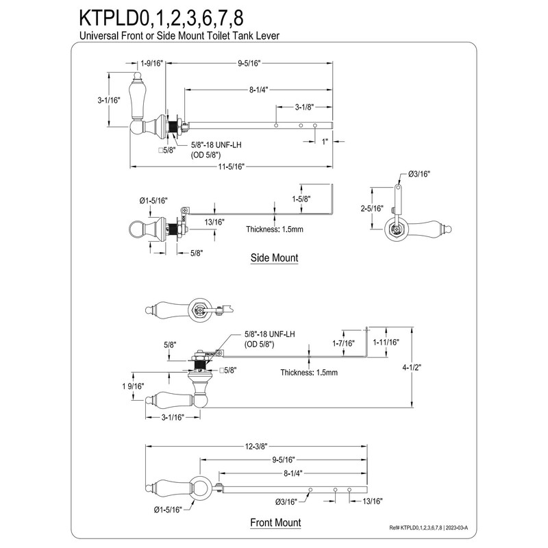 Kingston Brass KTPLD2 Victorian Universal Front or Side Mount Toilet