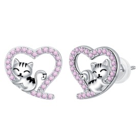 Arrebol Women's 925 Sterling Silver Stud Earrings with 3A Cubic Zirconia Earrings for Women Gift, Standard, Silver, Cubic Zirconia