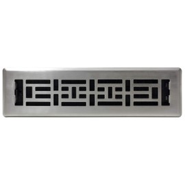 Decor Grates AJH212-NKL 2-Inch by 12-Inch Oriental Floor Register, Brushed Nickel