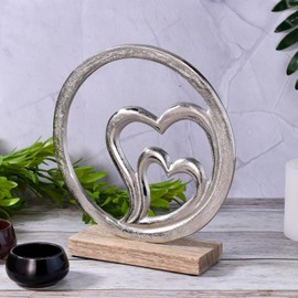 Marrakech Heart Living Room Decoration Stand 23 cm Large Decorative Object Amour 11 as Love Table Decoration Windowsill Decoration Silver Love