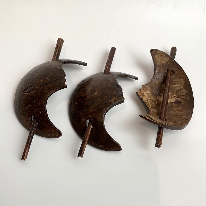 VIE Coconut Shell Moon Hair Pin 8 x 5 cm