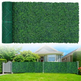 Grooy Artificial Boxwood Roll Panels,40"x 120"(33.33 sq.ft) UV-Anti Faux Ivy Leaves Privacy Fence Screen Grass Wall Roll Panels for Indoor Home Decor and Outdoor Garden Backyard