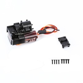 RCAWD Upgraded 72T Carbon Brush 130 Motor Two Speed Choice Alum Center Gear Case Transmission Assembled for Axial SCX24 Wrangler Bronco Gladiator C10 Deadbolt Dodge Power Wagon Upgrade Parts (Black)