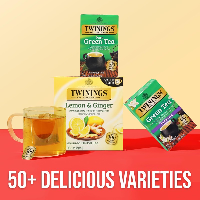 Twinings Green Tea with Jasmine Individually Wrapped Bags, 20 Count