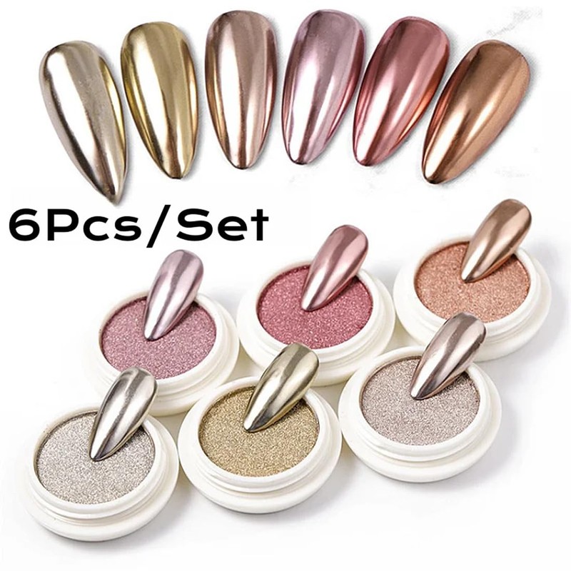 WUSJCOF 6pcs Nail Powder, Spiegel Effekt Chrome Pigmente für Nagelkunst