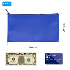 PATIKIL 11"x 6" Bank Deposit Bag, 8Pcs Money Bag Bank Bag Security Money Pouch Receipt Holder for Tickets Coin Makeup Cosmetics Bills, Blue