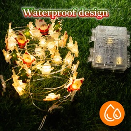 kolpop 2 Pack 50 LED Fairy Lights Battery Operated, Santa Claus & Christmas Tree String Lights Battery Powered with Remote Control Waterproof for Indoor Outdoor Christmas Decorations