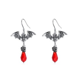 Shusukue Charming 925 Silver Women Red Mushroom Frog Salamander Animal Earrings, Cute Animal Earrings for Girls, Mysterious and Beautiful Birthday Gift/New Year Gift, Base