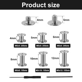 Book Screws Stainless Steel Belt Screws Cross Head Screw for Dog Lead Book Screw 4 mm Chicago Book Screws Chicago Screws with Screwdriver for Leather DIY Books Scrapbooking Set of 110
