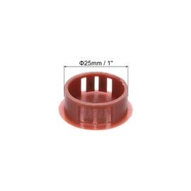 sourcing map 64PCS 25mm(1") Red Brown Plastic Hole Plugs, Flush Type Panel Hole Plugs Insert End Caps for Locking Hole Tubes Furniture Cabinet