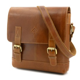 JOREY Compact and Practical Men's Shoulder Bag Made of High-Quality Leather, Shoulder Bag with Adjustable Strap for Business, Work and Travel, tan