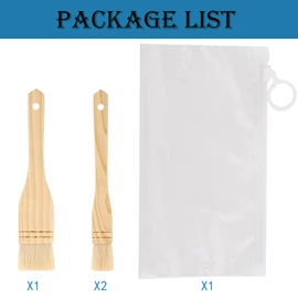 3PCS Pastry Brushes Basting Oil Brush with Goat Bristles and Hardwood Handles BBQ Cooking Baking Brush for Baking, Grilling, Cooking and Spreading Oil, Butter, BBQ Sauce, or Marinade