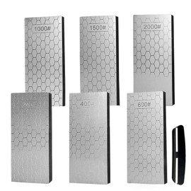 Diamond sharpening stone, 5.9×2.5×0.35" Diamond Sharpening Plates with Honeycomb Surface Plate for Scissors Knives Kitchen Tools (SET-C)