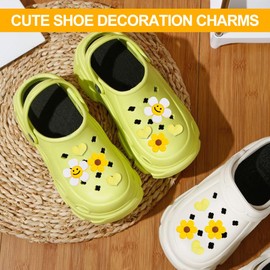 Flower Shoe Charms, 12 Pcs Cute Shoe Charms for Adults Teens Kids Sunflower Daisy Shoe Charms for Girls DIY Shoe Decoration Charms