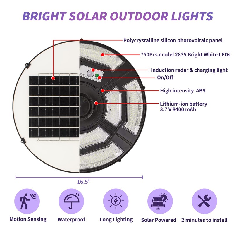 Locontifni 4000W Outdoor Street Light Head, Solar Powered, IP65 Waterproof,